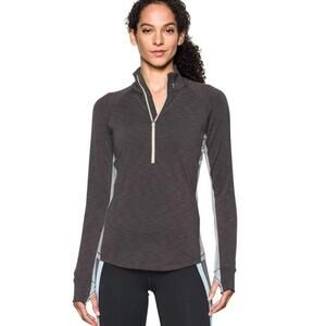 Under Armour ColdGear Fitted Half-Zip Knit Shirt Air Force Grey Size Small